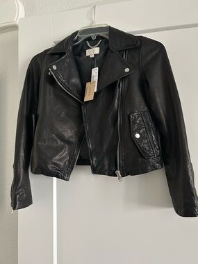 J. Crew Black Leather Moto Jacket